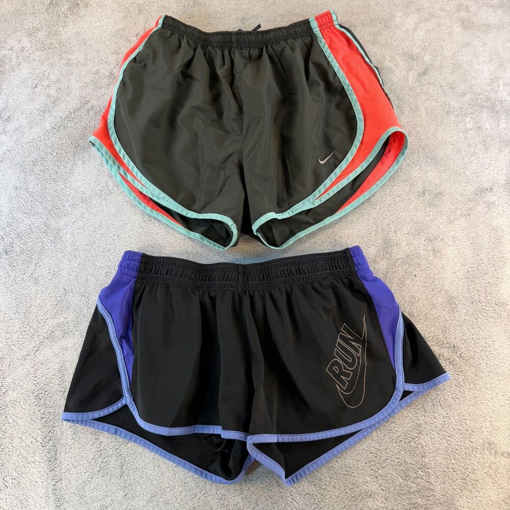 Nike Dri-FIT Tempo Shorts Lot Womens Medium Black Purple Coral 2 Pair